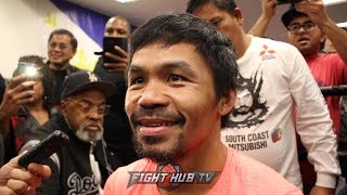 MANNY PACQUIAOS FULL MEDIA WORKOUT SCRUM  PACQUIAO VS BRONER [upl. by Llerrit]