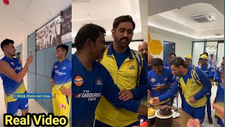 CSKS Dressing room celebration after win against MI🥳💛🎂 msdhoni cskvsmi ipl2023 [upl. by Mal858]