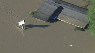 Aerial video of Midland County damage from dam failures [upl. by Kaitlyn389]