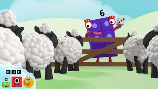 6 Little Sheep 🐑  Counting Animals Adventure 🔢  Learn to Count  Numberblocks [upl. by Akirdnas215]