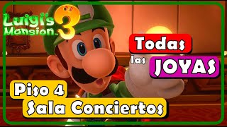 TODAS las JOYAS 💎 Piso 4  Sala de Conciertos  Luigis Mansion 3 Guia 100 [upl. by Annoif]