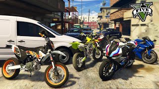 6 MOTOS VOLÉES DANS UN CONCESSIONNAIRE COURSE POURSUITE VS LA GENDARMERIE  GTA V RP MOD [upl. by Alene]