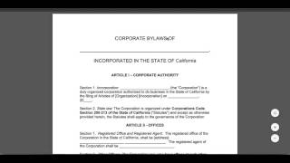 Free Corporate Bylaws Template  PDF  Word [upl. by Nickolaus]