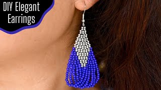 Elegant Double Brick Stitch Earrings  Tutorial [upl. by Reinhart]