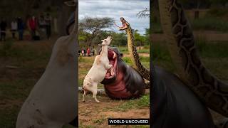 When a Python and Hippo Attack a Goat shorts [upl. by Grider]