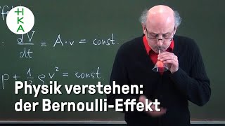 Was ist der BERNOULLIEFFEKT  Physik einfach erklärt an der Hochschule Karlsruhe  Hydrodynamik [upl. by Nrehtac]