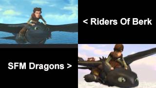 SFM Dragons This is Berk  Comparison [upl. by Seidnac]