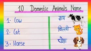 10 Domestic Animals name in English and HindiHow to write Domestic Animals in English and Hindi [upl. by Nachison]