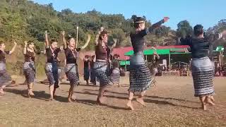 Eastern Naga Tangshang tribe girls dancing during New Year celebration at Nanyun Town in Myanmar [upl. by Phail504]