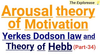 Arousal theory of motivation psychology  What is Yerkes dodson law  Theory of Hebb  Examples [upl. by Akiram]