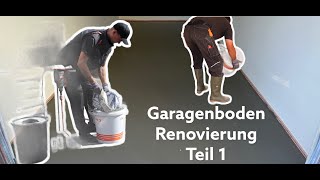 Garagenbodenrenovierung Teil 1  grundieren  nivellieren mit Fließestrich  Baustelle VLOG DIY [upl. by Chilton265]