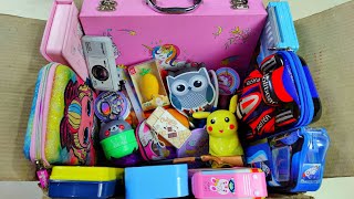 box full of ultimate stationery items colour collection geometry box pencil sharpener eraser [upl. by Ortensia]