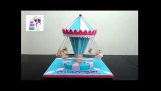 Carousel cakeGravity cake with mechanical rotating swing carousel [upl. by Carry]