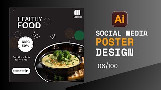 Social media post design in illustrator🍲 Design Challenge 06100 design graphicdesign [upl. by Jessika]