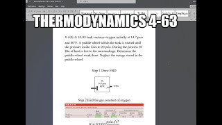 Thermodynamics 463 A 10ft3 tank contains oxygen initially at 147 psia and 80°F A paddle wheel [upl. by Notgnirrac]