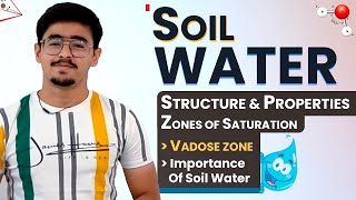 SOIL WATER  STRUCTURE PROPERTIES VADOSE amp SATURATION ZONE IMPORTANCE OF SOIL WATER soilscience [upl. by Barthol]