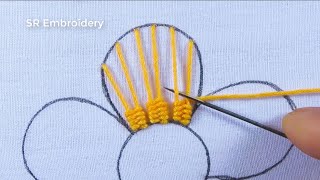 Hand Embroidery Most Super Unique Flower Embroidery Design Needlepoint Art With Easy Sewing Tutorial [upl. by Aticnemrac]