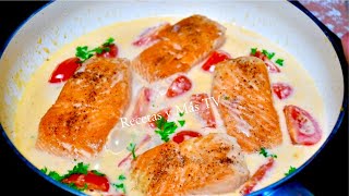 Salmón en crema de tomate  Esta receta de salmon te dejará con la boca abierta [upl. by Hyacinthie]