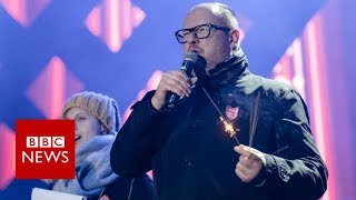 Polish mayor stabbed at charity event  BBC News [upl. by Archambault]