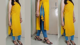 New Design Kurti Cutting and StitchingLatest Designer Side Dori Kurti CuttingSuit Cutting [upl. by Anya610]