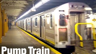 ⁴ᴷ NYC Subway R110AType Pump Train passing 7th Avenue [upl. by Meridel]