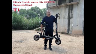 Electric scooter review 2024Double motor 48v 2000W2 T1 Liideway [upl. by Eentihw434]