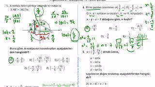 11 Sınıf Matematik Kazanım Kavrama Test 4 Trigonometrik Fonksiyonlar  Birim Çember Çözümler [upl. by Huesman175]