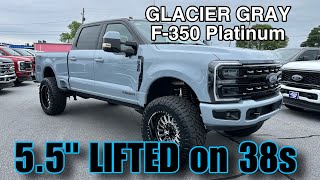 2024 Ford F350 Platinum 55” Carli Pintop LIFTED on 38s  Glacier Gray EVEREST [upl. by Lehcnom]