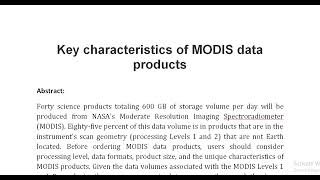 Key characteristics of MODIS data products [upl. by Adnov869]