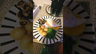 Gammon pineapple egg new potatoes and peas mushrooms [upl. by Nimrahc]