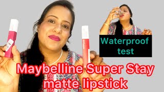 Maybelline Super Stay Matte Ink Lipstickswatches amp demotransfer amp waterproofGunjanKareer [upl. by Nayllij]