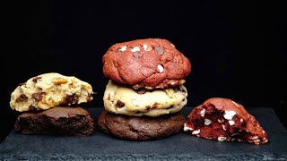 NYC Cookies  Levain Copycat Red Velvet Chocolate Chip Walnut amp Double Chocolate Chip Cookies [upl. by Eciened710]