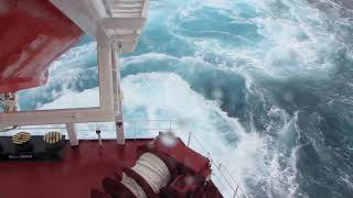 Cargo ship in storm at Kuril islands [upl. by Issim]