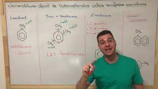 Nomenclatura oficial de Hidrocarbonetos cíclicos ramificados aromáticos [upl. by Lumbye]