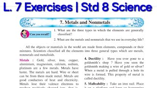 7 Metals and Nonmetals Exercises  Std 8 Science [upl. by Dacia]