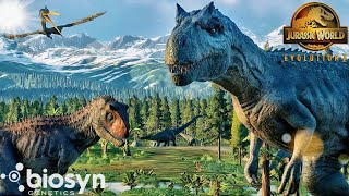 Biosyn sanctuary  Big rockquotAllosaurus and Demon Carnotaurus in The valley jurassic world evolution [upl. by Cornel489]