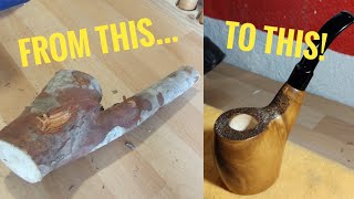 Handmade pipe using quotmadroñoquot wood strawberry tree no briar  Amateur tools [upl. by Ashleigh]