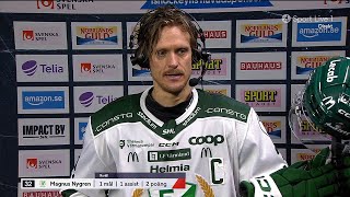 Magnus Nygren efter andra perioden  Intervju  Frölunda HC  Färjestad BK  20241121 [upl. by Akela]