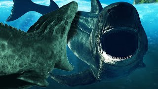 MEGALODON VS MOSASAURUS Jurassic World x The Meg 2 [upl. by Aelsel554]