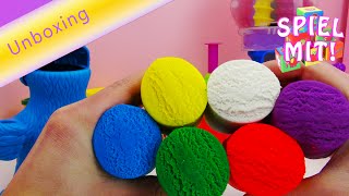 Playdoh deutsch knete 6 Dosen Knetspaß  Play Doh 6er Pack Grundfarben mit Bonbon Fabrik [upl. by Worrell]