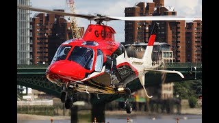 Helicopter Agusta AW109 take off at London Battersea heliport  hélicoptère [upl. by Weinshienk]