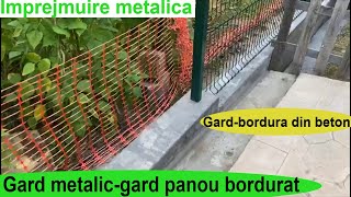 Gard metalic decorativ🚧montaj panou bordurat zincat🚧Executie gard betonat pe teren inclinat📶 [upl. by Leasia]