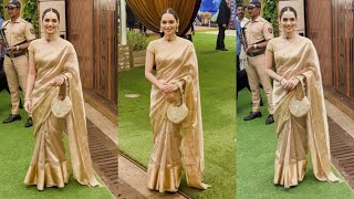 Miss World Manushi Chhillar Traditional Saree Look at Anant Ambani amp Radhika Wedding Function [upl. by Bailey]