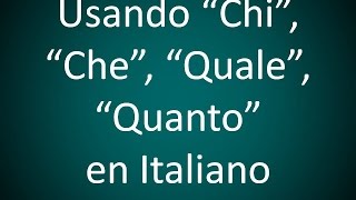 Italiano  Usando Chi Che Quale Quanto Leccion 53 [upl. by Hamlin582]