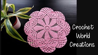 Crochet Doily Unique Crochet Pattern  Step by Step Instructions thalposh crochetworldcreations [upl. by Kacey195]