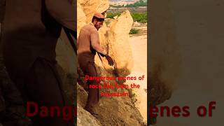 Dangerous scenes of rock fall from the mountain hardworkpakistan mountains stone viralvideo [upl. by Asimaj310]