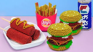 Challenge To Make Fast Food Favorites At Home with Magnetic Balls  ASMR Videos [upl. by Ylak]