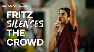 INCREDIBLE Scenes Fritz Shushes Crowd After Defeating Home Favourite Rinderknech  Eurosport Tennis [upl. by Rekrap567]