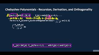 Chebyshev Polynomials Recursion Derivation and Orthogonality [upl. by Jaf]