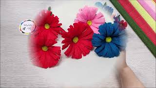 ŁATWY KWIATEK Z BIBUŁY marszczonej 🌸 EASY CREPE PAPER FLOWER 🌸 Kwiaty z krepiny🌸Tutorial DIY [upl. by Atimed]